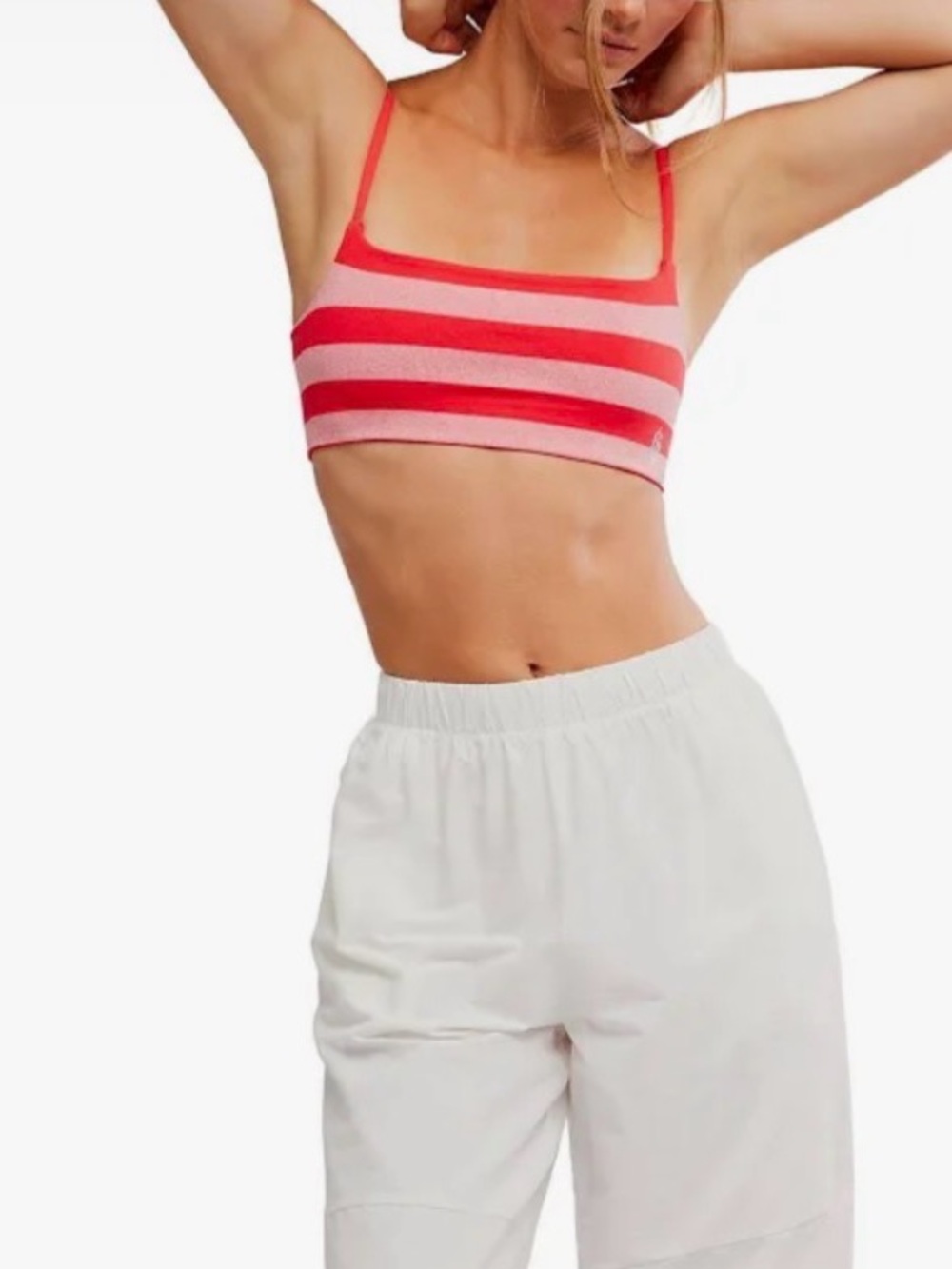 Free People Pink & Red Striped Square-Neck Bralette - Nee with out tags